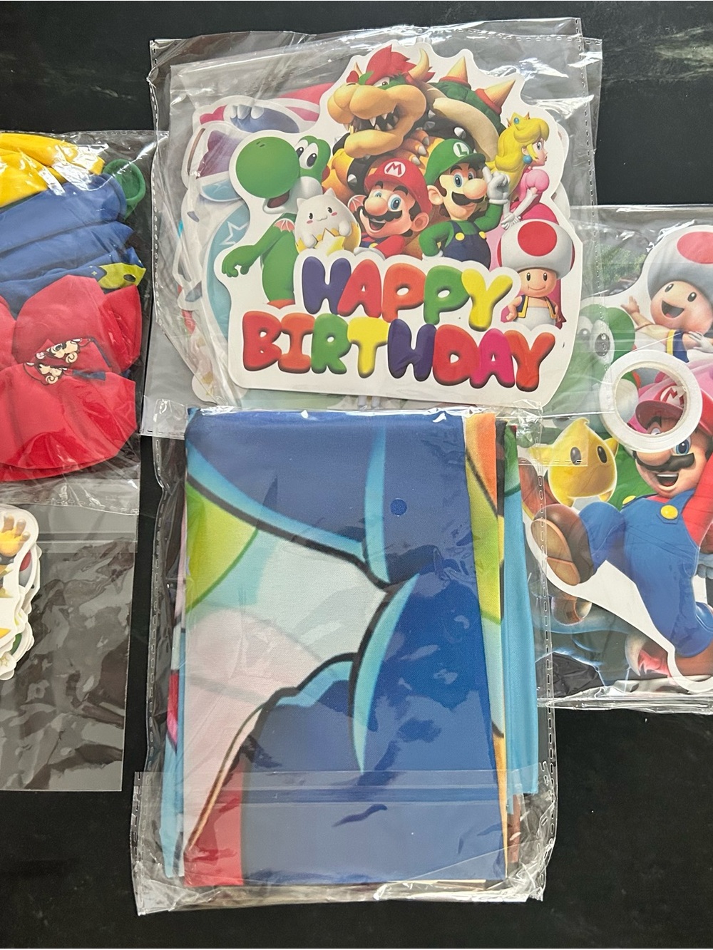 Super Mario Happy Birthday Party Banner and Decorations - Blue